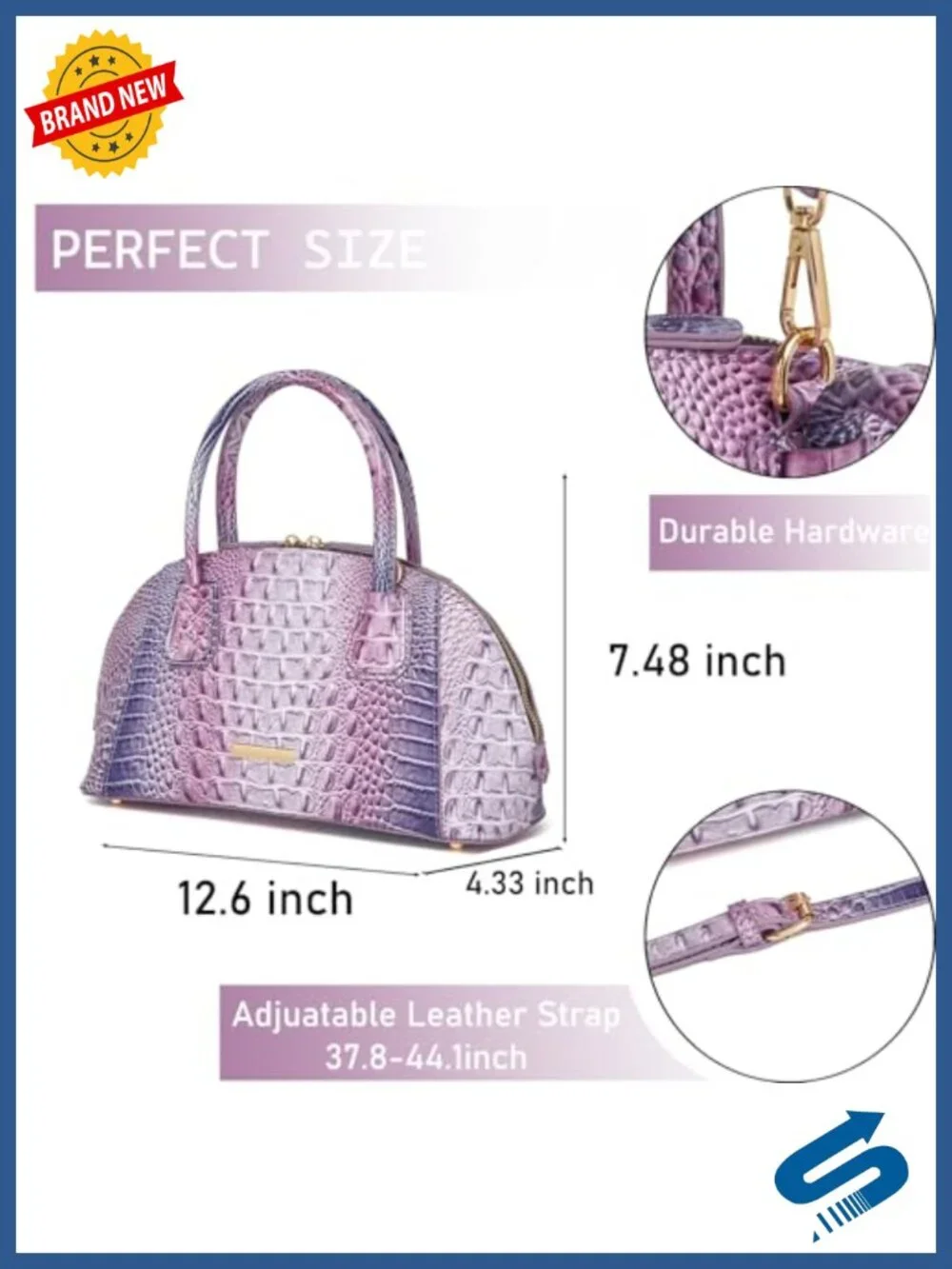 Vegan Leather Crocodile Top-Handle Purse Crossbody Bag Tote
